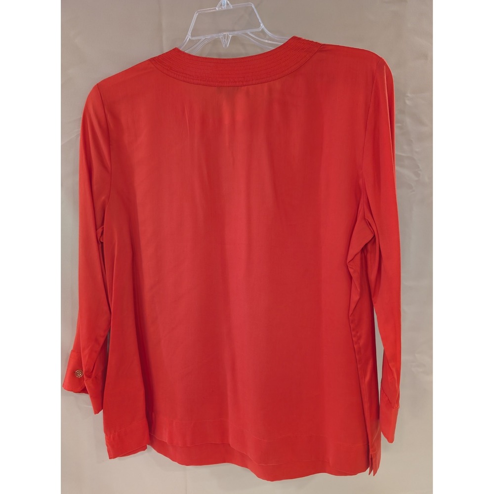 Talbots Womens Top Size 16 Orange 3/4 Sleeve Pleated Career‎ Casual Blouse - Picture 5 of 5